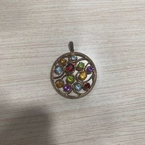 Multi gemstone woven pendant